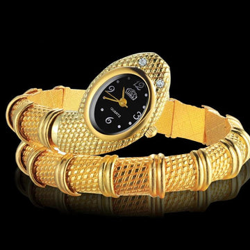 Luxury Top Design Gold Colour Snake Design Fashion Ladies Watches - Zircon Diamonds Bling Jewellery